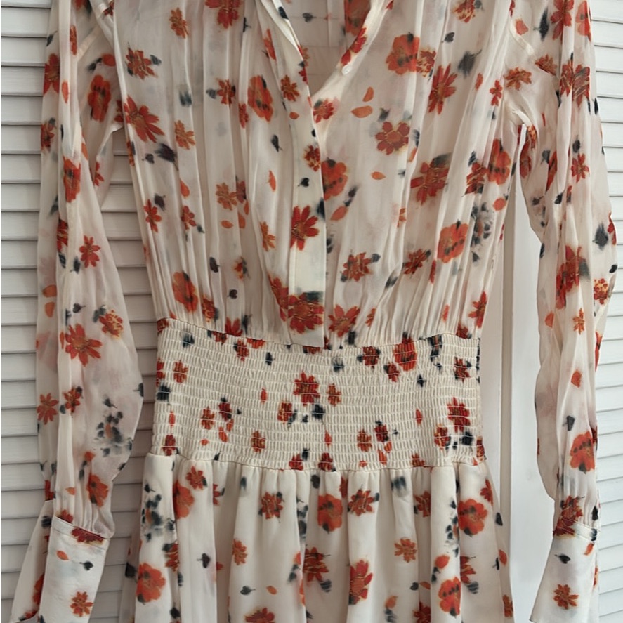 Rag & Bone Bailey Floral Smocked Sheer Dress